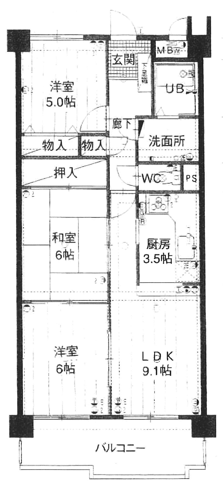 スペリア中山 401号室間取り