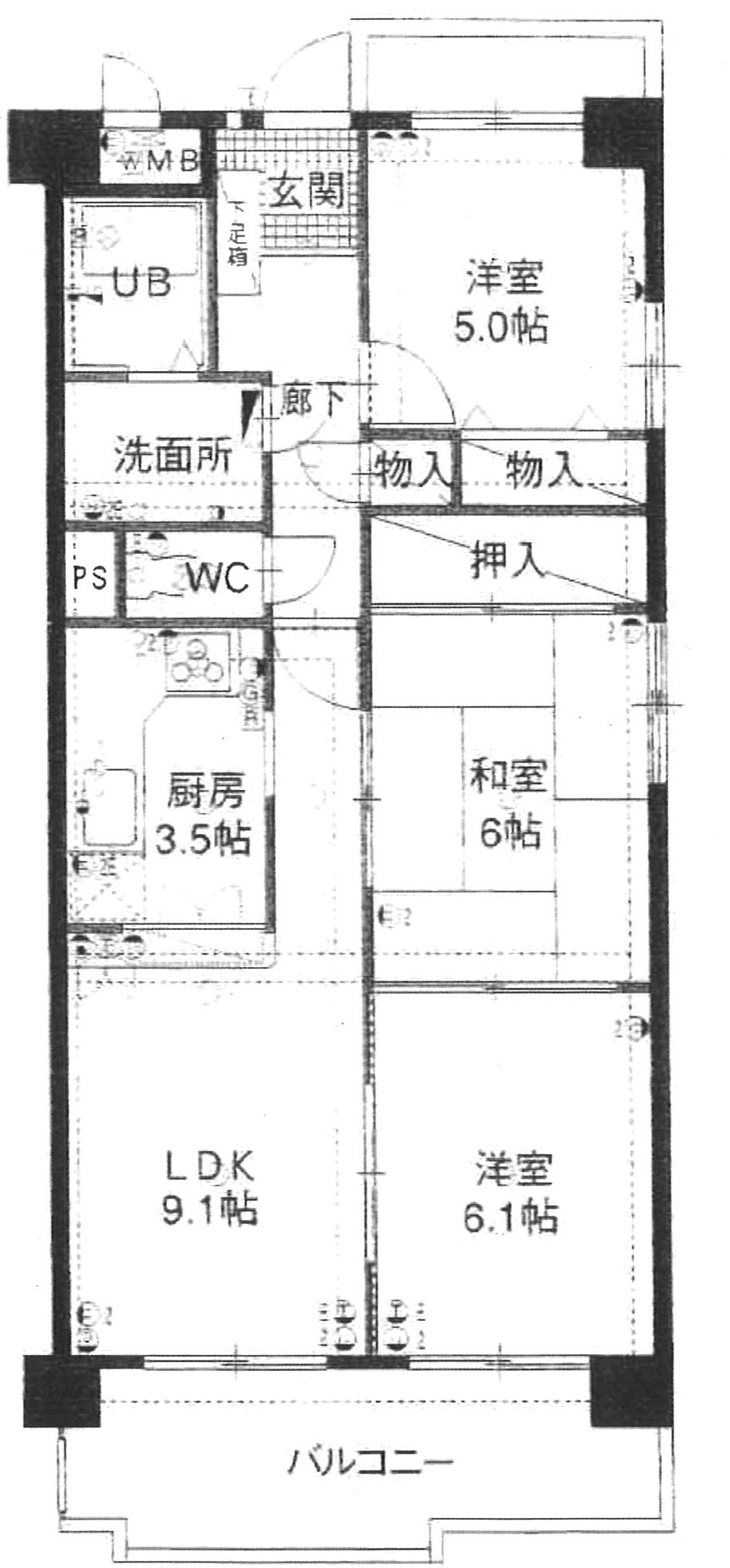 スペリア中山 404号室間取り